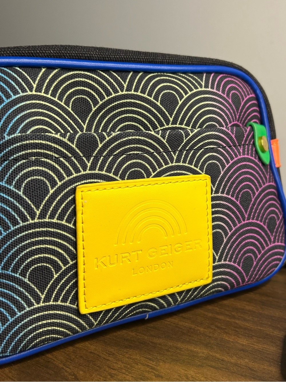 Kurt Geiger NWOT Southbank Multicolor Scallop Wave Canvas Camera Crossbody Bag - Picture 7 of 15